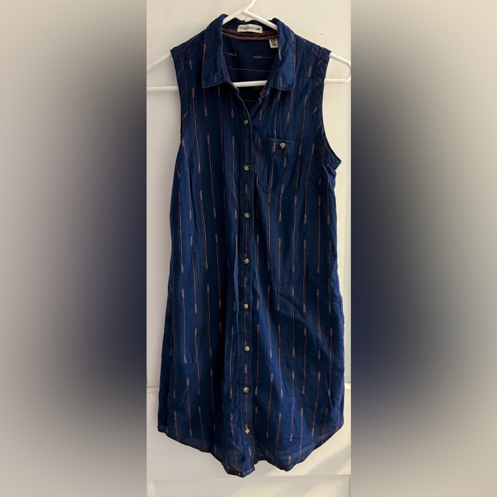 Toad&Co Indigo Ridge Sleeveless Organic Cotton Shirt Dress  Size XS